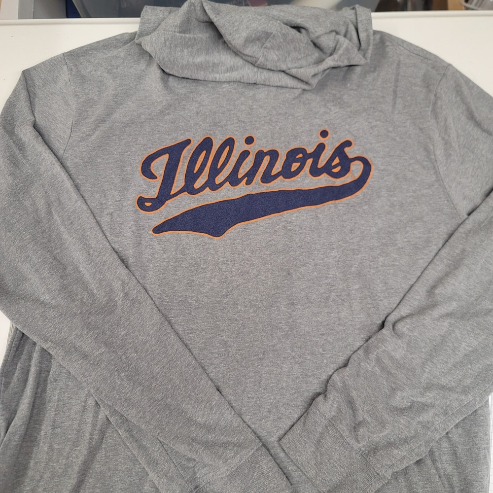 Vintage Illinois Fighting Illini Hoodie Mens XL Gray Collegiate NCAA